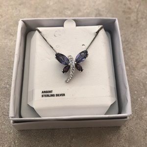 Amethyst Sterling Silver Butterfly Pendant & Necklace